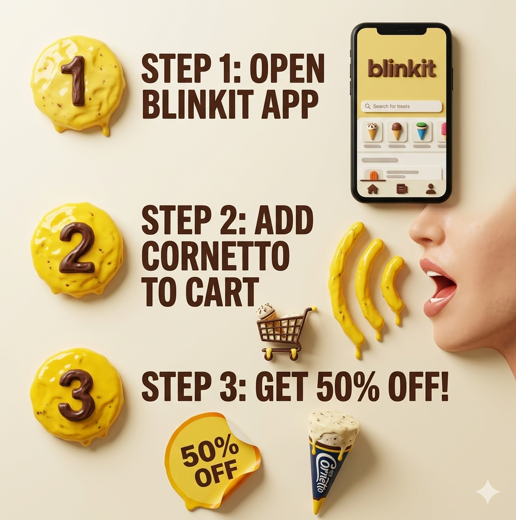 Blinkit Scream for Ice Cream app challenge steps infographic social media campaign 2026<br />

